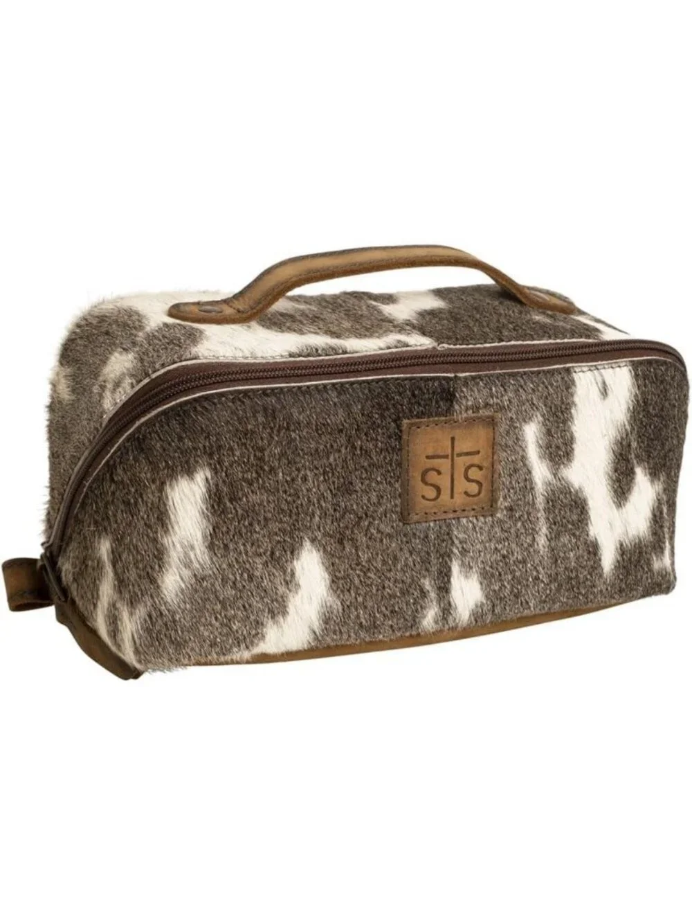 Genuine Leather Cowhide Makeup Bag - Portable Compact Travel Organizer Handbag